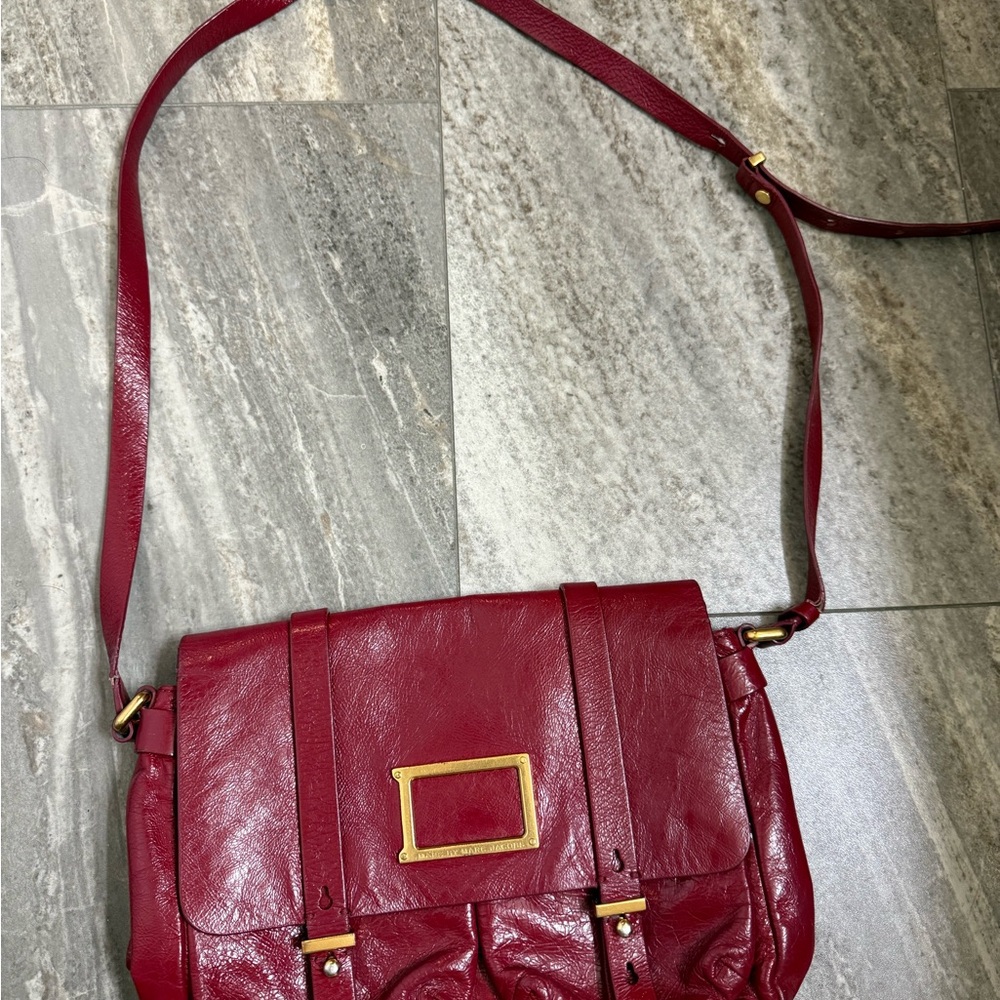 Marc By Marc Jacobs Burgundy Leather Crossbody with Gold Hardware - Picture 2 of 11